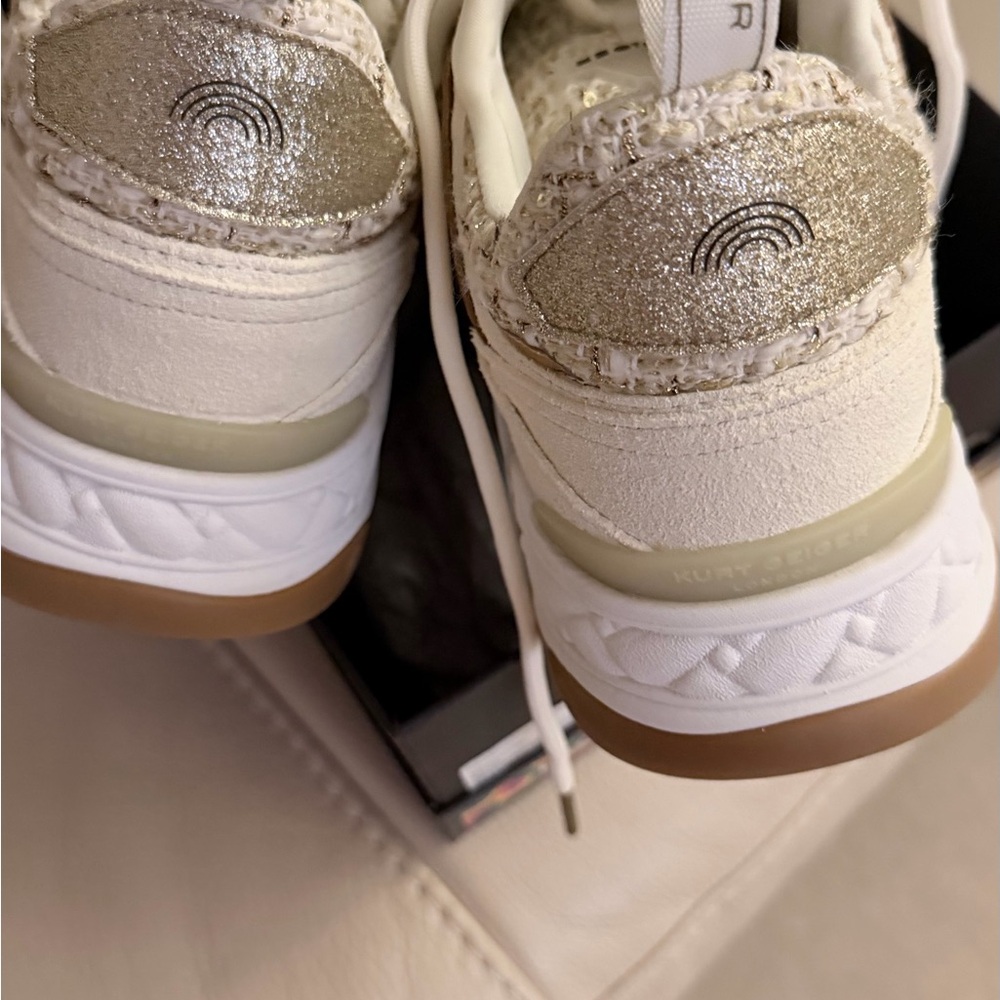 Kurt Geiger White and Gold Sneakers - Picture 5 of 11